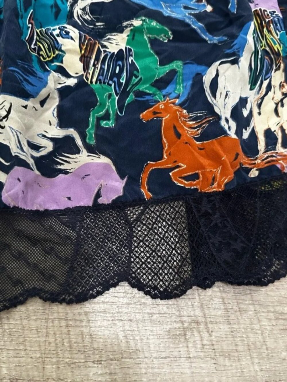 EUC - Zadig & Voltaire Jenny "Year of the Horse" Silk Midi skirt - Navy - 40 - Picture 3 of 6